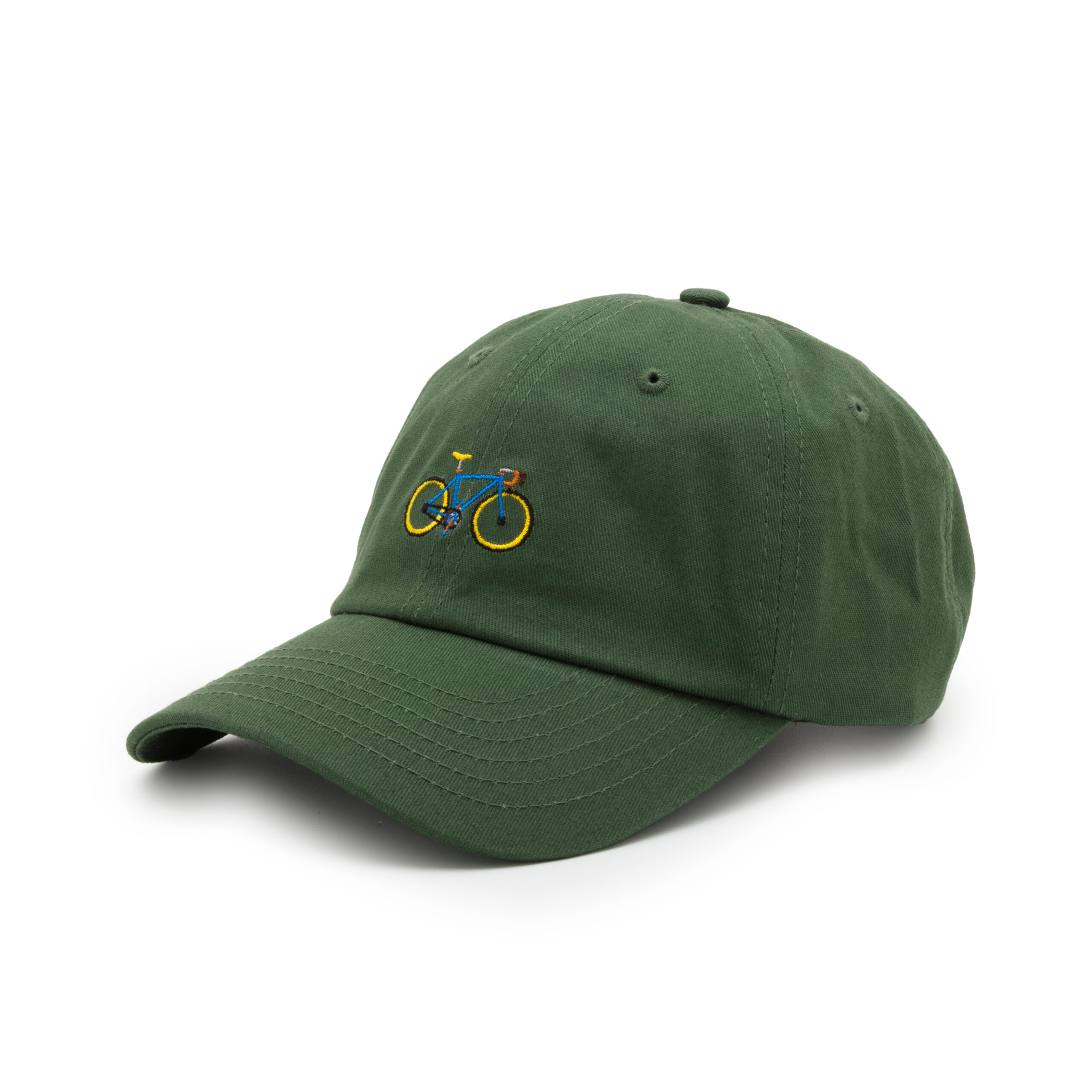 Groene pet met fiets